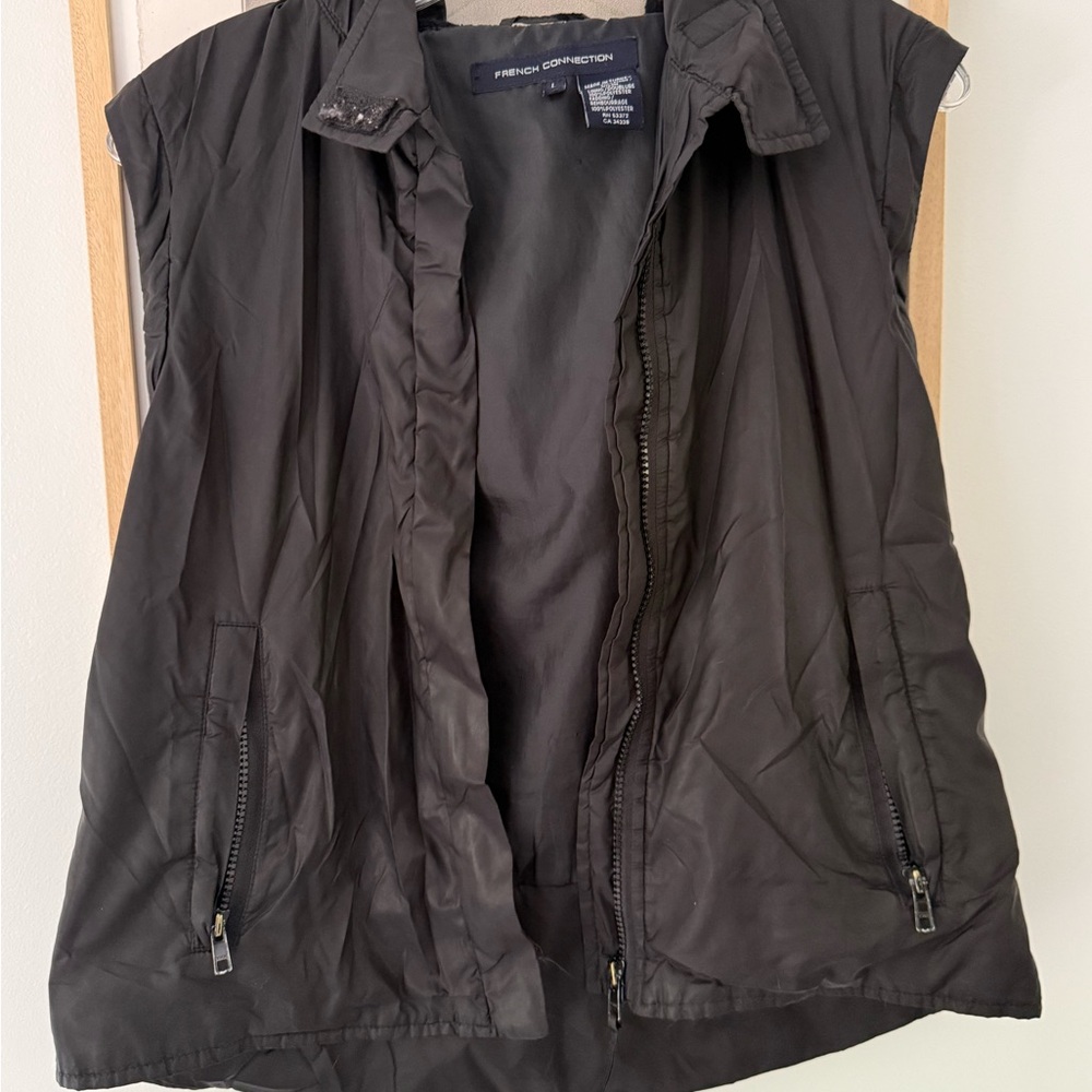 French Connection Black Outerwear Hooded Vest